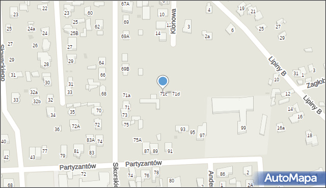 Wołomin, Sikorskiego Władysława, gen., 71c, mapa Wołomin