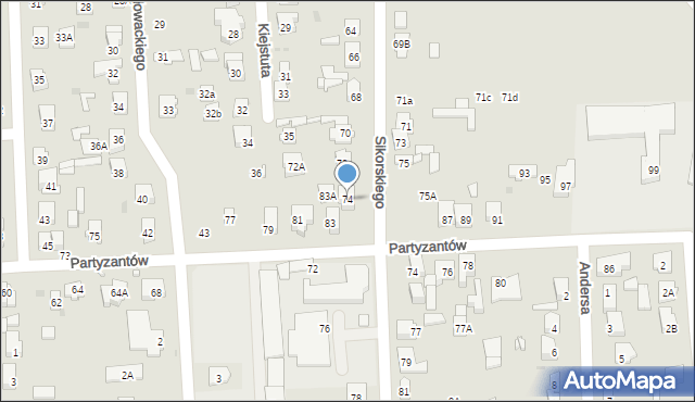 Wołomin, Sikorskiego Władysława, gen., 74, mapa Wołomin