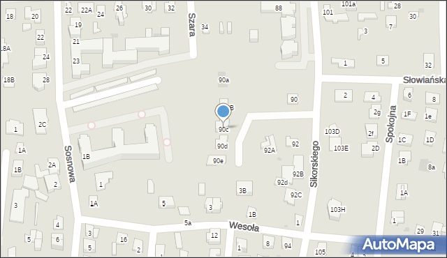 Wołomin, Sikorskiego Władysława, gen., 90c, mapa Wołomin