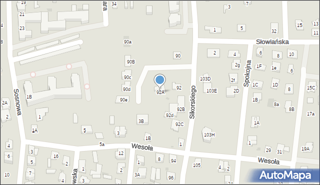 Wołomin, Sikorskiego Władysława, gen., 92A, mapa Wołomin