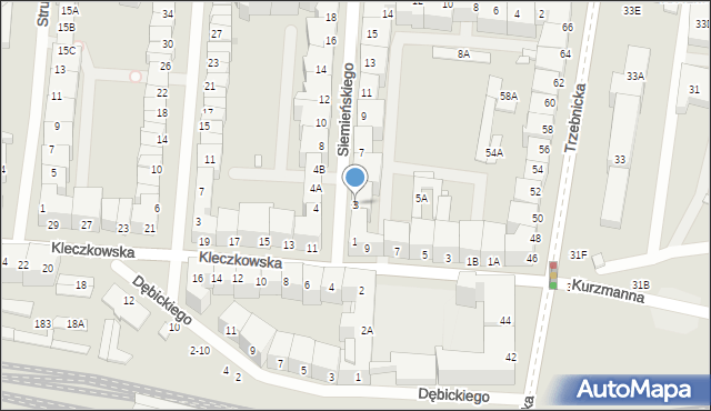 Wrocław, Siemieńskiego Lucjana, 3, mapa Wrocławia