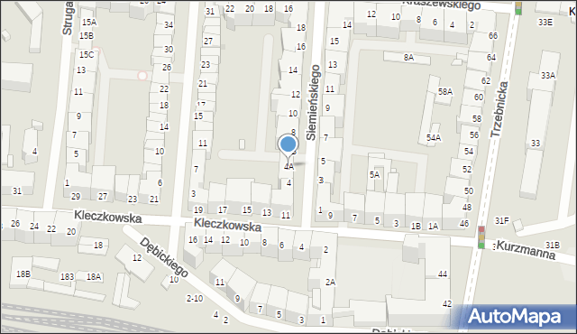 Wrocław, Siemieńskiego Lucjana, 4A, mapa Wrocławia