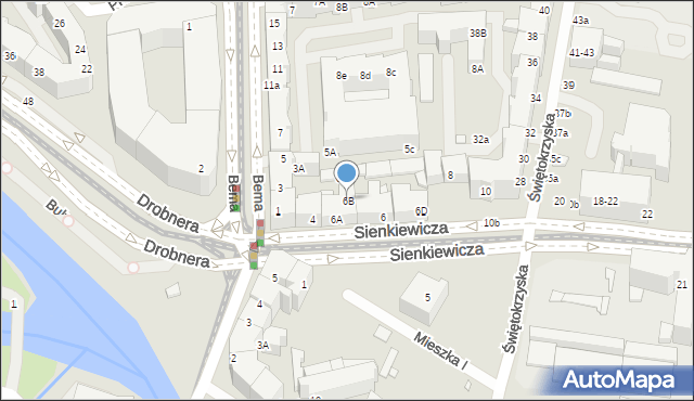 Wrocław, Sienkiewicza Henryka, 6B, mapa Wrocławia