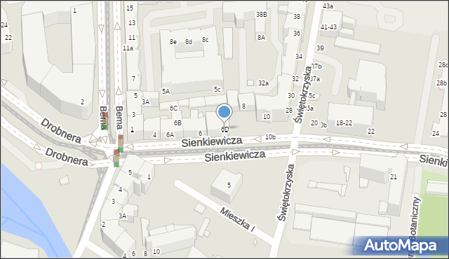 Wrocław, Sienkiewicza Henryka, 6D, mapa Wrocławia