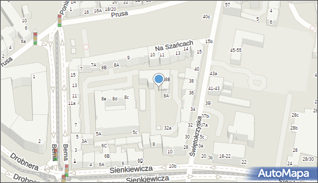 Wrocław, Sienkiewicza Henryka, 8A, mapa Wrocławia