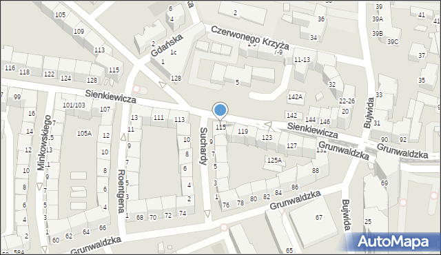 Wrocław, Sienkiewicza Henryka, 115, mapa Wrocławia