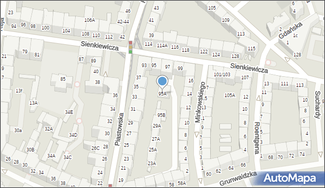 Wrocław, Sienkiewicza Henryka, 95A, mapa Wrocławia