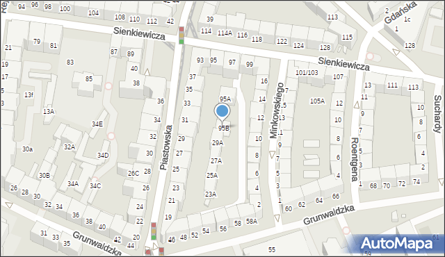 Wrocław, Sienkiewicza Henryka, 95B, mapa Wrocławia
