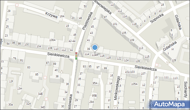 Wrocław, Sienkiewicza Henryka, 114A, mapa Wrocławia