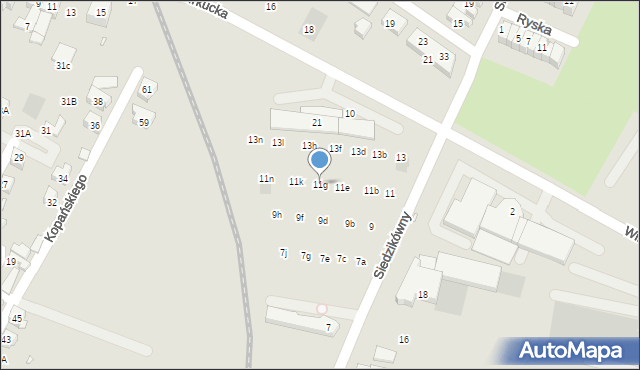 Wrocław, Siedzikówny-Inki Danuty, 11g, mapa Wrocławia