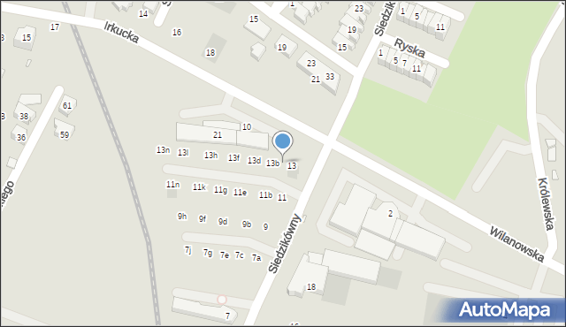 Wrocław, Siedzikówny-Inki Danuty, 13a, mapa Wrocławia