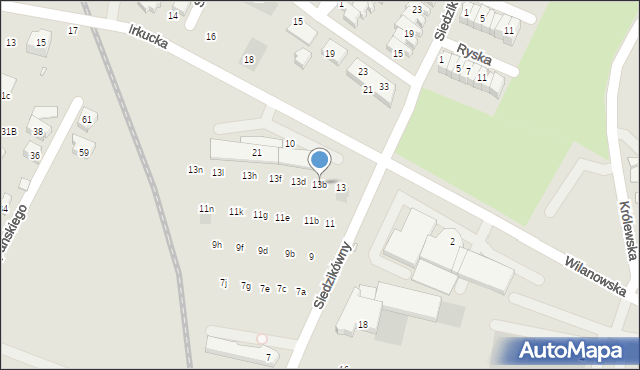 Wrocław, Siedzikówny-Inki Danuty, 13b, mapa Wrocławia