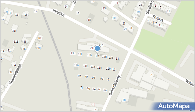 Wrocław, Siedzikówny-Inki Danuty, 13f, mapa Wrocławia