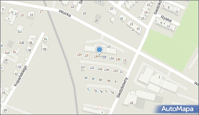 Wrocław, Siedzikówny-Inki Danuty, 13g, mapa Wrocławia