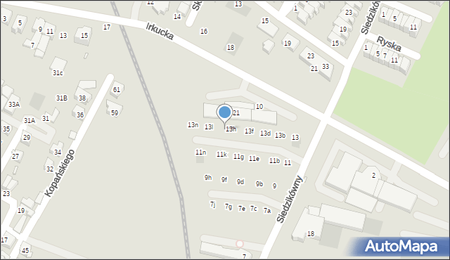Wrocław, Siedzikówny-Inki Danuty, 13j, mapa Wrocławia