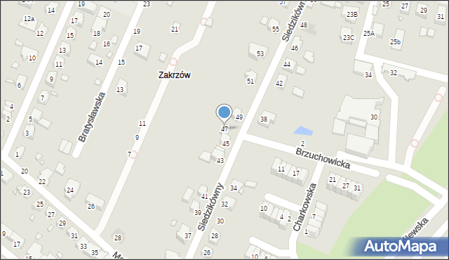 Wrocław, Siedzikówny-Inki Danuty, 47, mapa Wrocławia