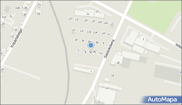Wrocław, Siedzikówny-Inki Danuty, 7d, mapa Wrocławia