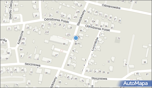 Wrocław, Siedzikówny-Inki Danuty, 80, mapa Wrocławia