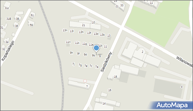 Wrocław, Siedzikówny-Inki Danuty, 9a, mapa Wrocławia