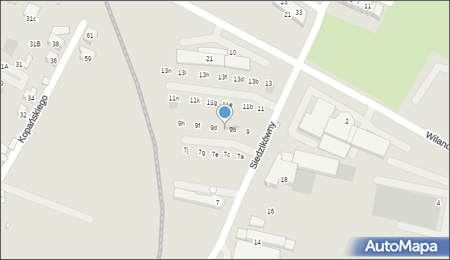 Wrocław, Siedzikówny-Inki Danuty, 9c, mapa Wrocławia