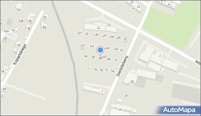 Wrocław, Siedzikówny-Inki Danuty, 9d, mapa Wrocławia