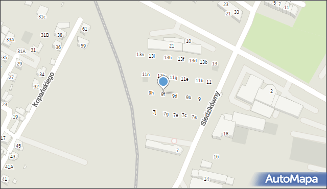 Wrocław, Siedzikówny-Inki Danuty, 9f, mapa Wrocławia