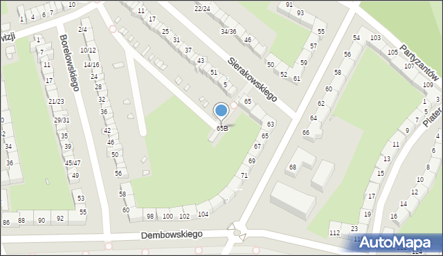 Wrocław, Sierakowskiego Zygmunta, 65B, mapa Wrocławia