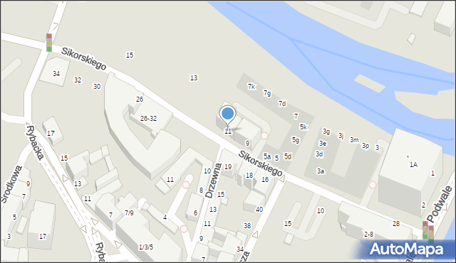 Wrocław, Sikorskiego Władysława, gen., 11, mapa Wrocławia