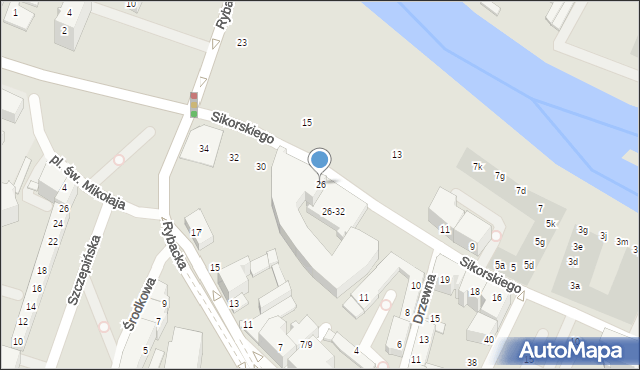 Wrocław, Sikorskiego Władysława, gen., 26, mapa Wrocławia