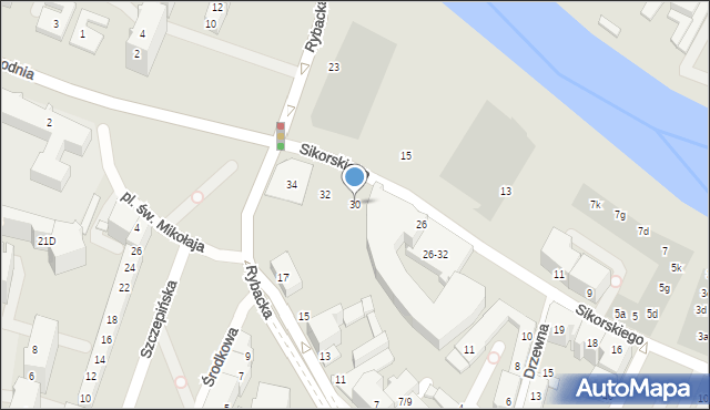 Wrocław, Sikorskiego Władysława, gen., 30, mapa Wrocławia
