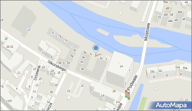 Wrocław, Sikorskiego Władysława, gen., 3m, mapa Wrocławia