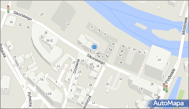 Wrocław, Sikorskiego Władysława, gen., 5b, mapa Wrocławia
