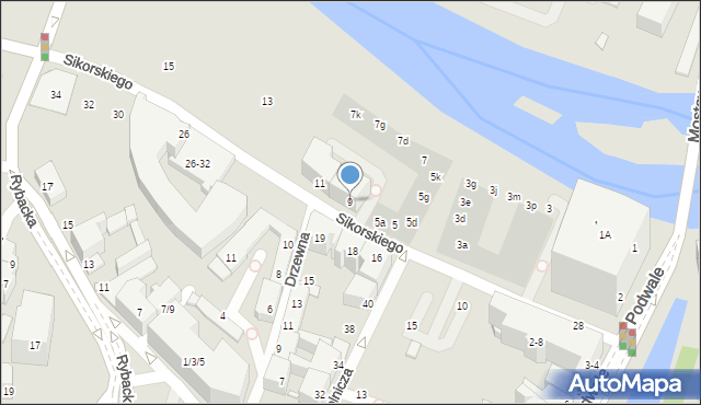 Wrocław, Sikorskiego Władysława, gen., 9, mapa Wrocławia