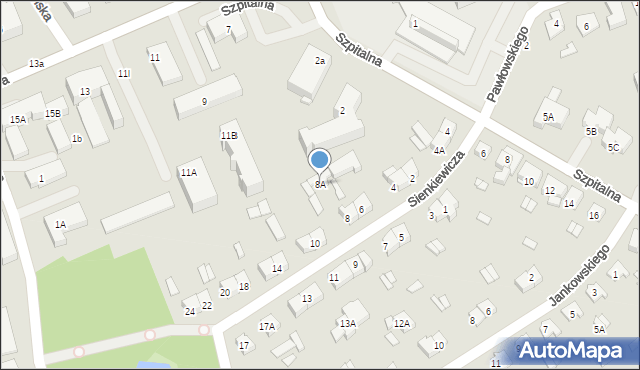 Wysokie Mazowieckie, Sienkiewicza Henryka, 8A, mapa Wysokie Mazowieckie