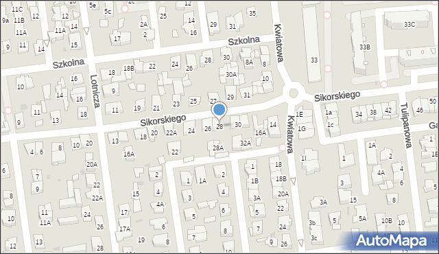 Ząbki, Sikorskiego Władysława, gen., 28, mapa Ząbki