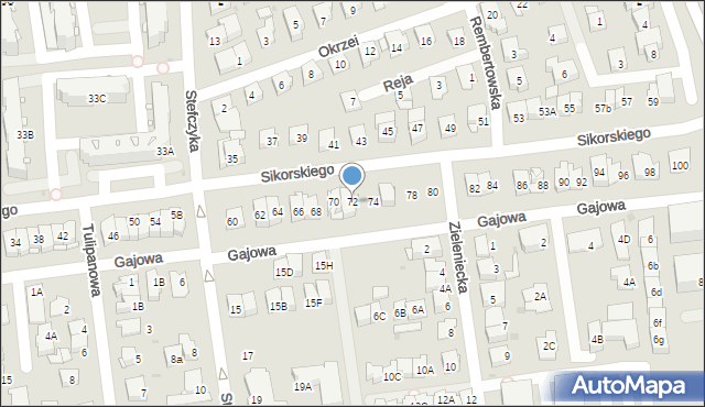 Ząbki, Sikorskiego Władysława, gen., 72, mapa Ząbki