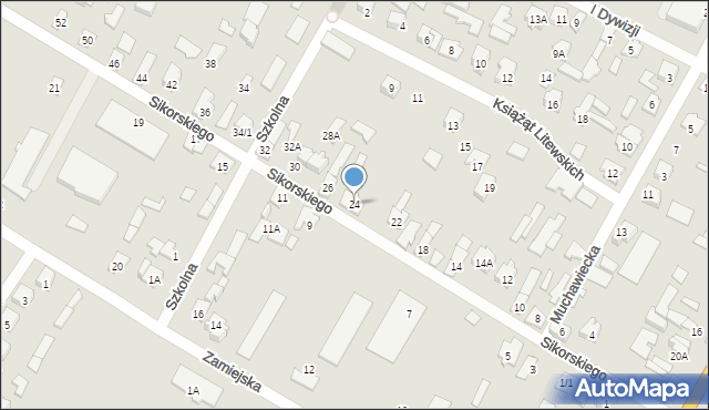 Zabłudów, Sikorskiego Władysława, gen., 24, mapa Zabłudów