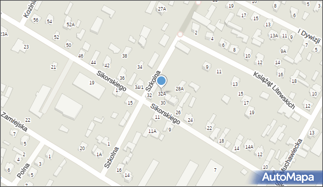 Zabłudów, Sikorskiego Władysława, gen., 32A, mapa Zabłudów