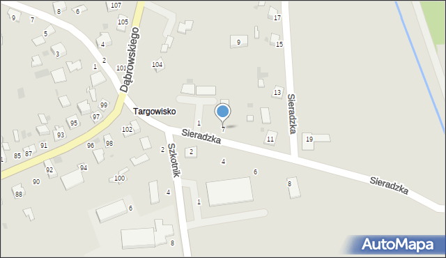 Żabno, Sieradzka, 7, mapa Żabno