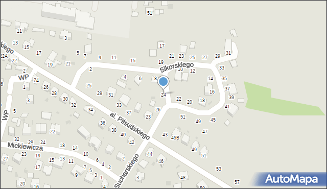 Żabno, Sikorskiego Władysława, gen., 24, mapa Żabno