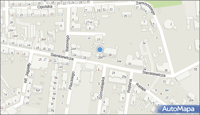 Zabrze, Sienkiewicza Henryka, 26A, mapa Zabrza