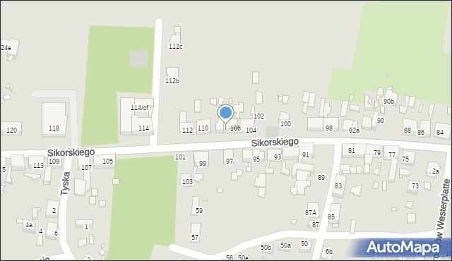 Zabrze, Sikorskiego Władysława, gen., 108, mapa Zabrza
