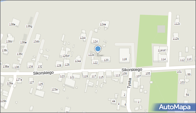 Zabrze, Sikorskiego Władysława, gen., 122d, mapa Zabrza