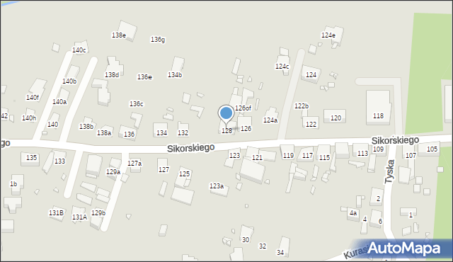 Zabrze, Sikorskiego Władysława, gen., 128, mapa Zabrza