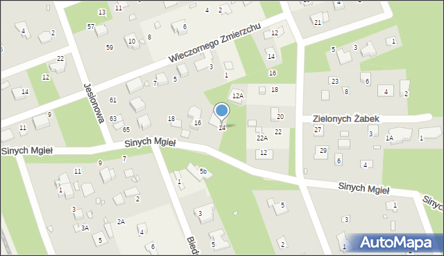 Zalesie Górne, Sinych Mgieł, 14, mapa Zalesie Górne