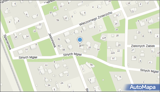 Zalesie Górne, Sinych Mgieł, 18, mapa Zalesie Górne