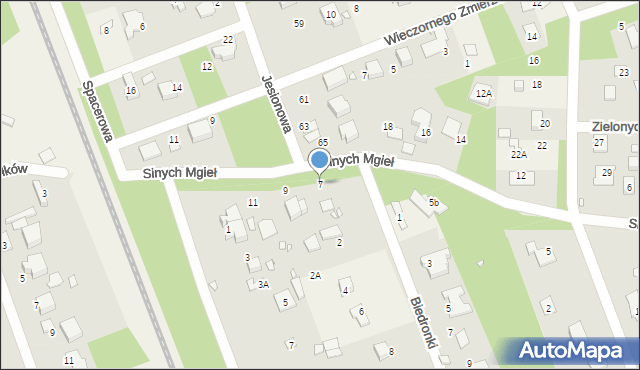 Zalesie Górne, Sinych Mgieł, 7, mapa Zalesie Górne