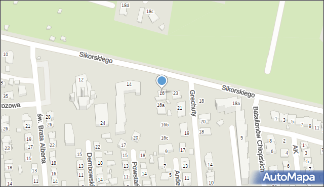 Zamość, Sikorskiego Władysława, gen., 16, mapa Zamościa