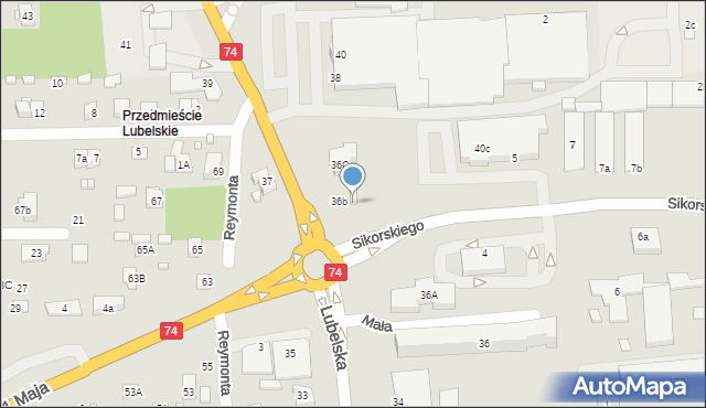 Zamość, Sikorskiego Władysława, gen., 3, mapa Zamościa