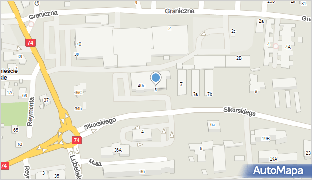 Zamość, Sikorskiego Władysława, gen., 5, mapa Zamościa